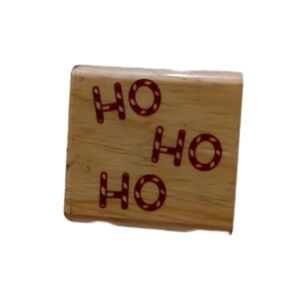 Festive Wooden Block Stamper with Red 'Ho Ho Ho' Design